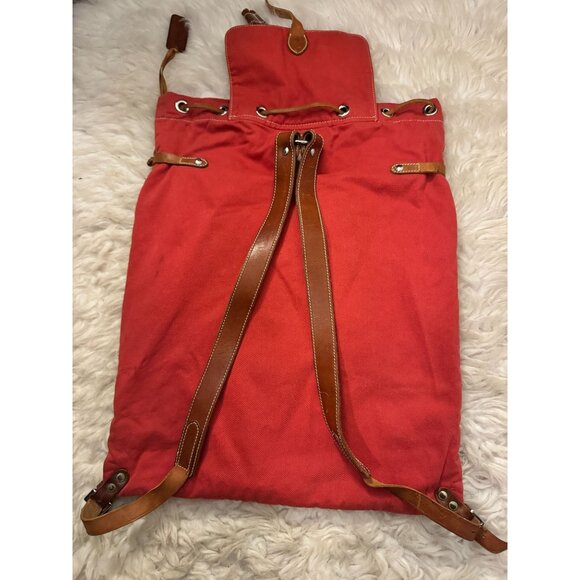 Vintage Ralph Lauren Cotton and Leather Red Backpack Shoulder Bag-AS IS main image 14